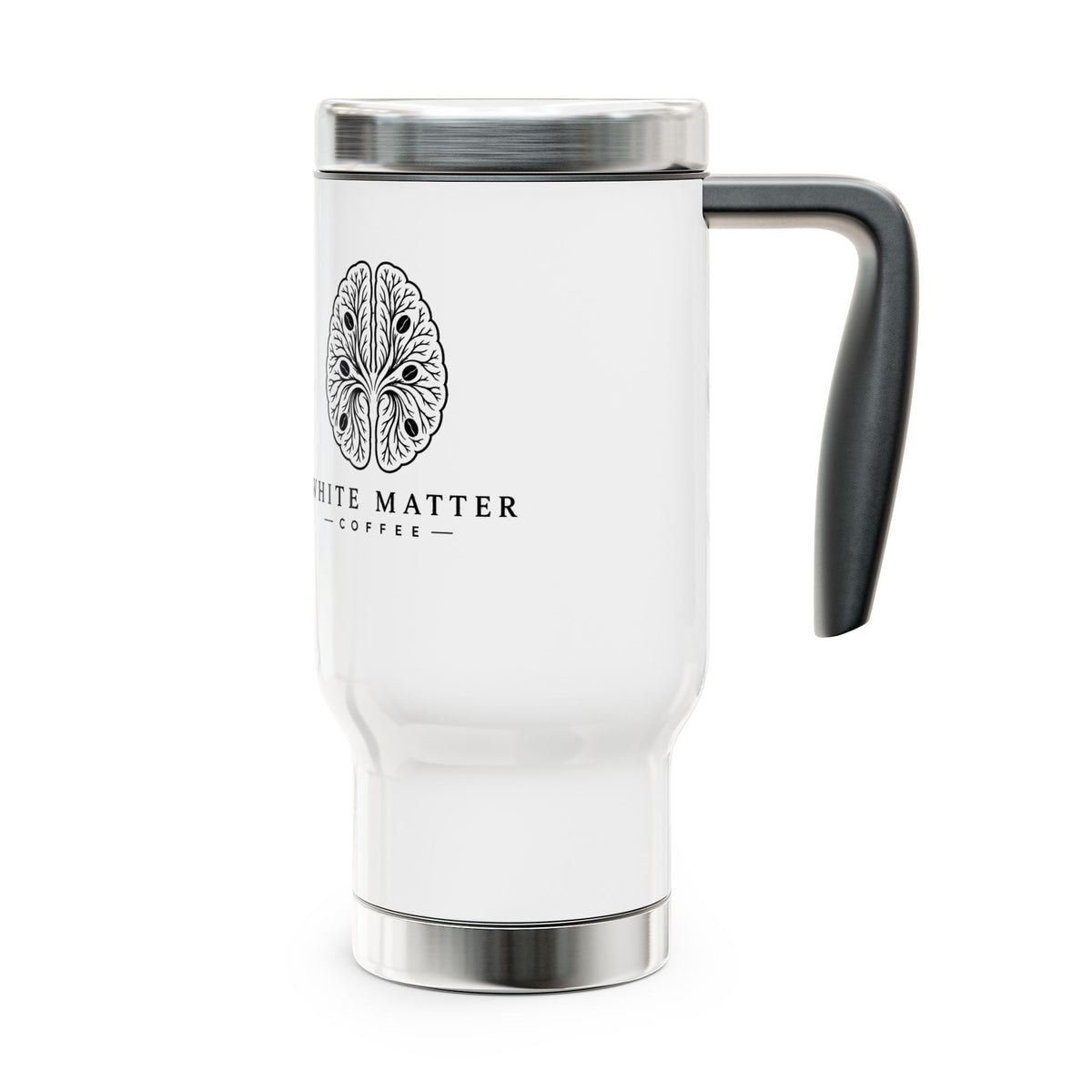 White Matter Coffee 14oz Stainless Steel Travel Mug with Handle
