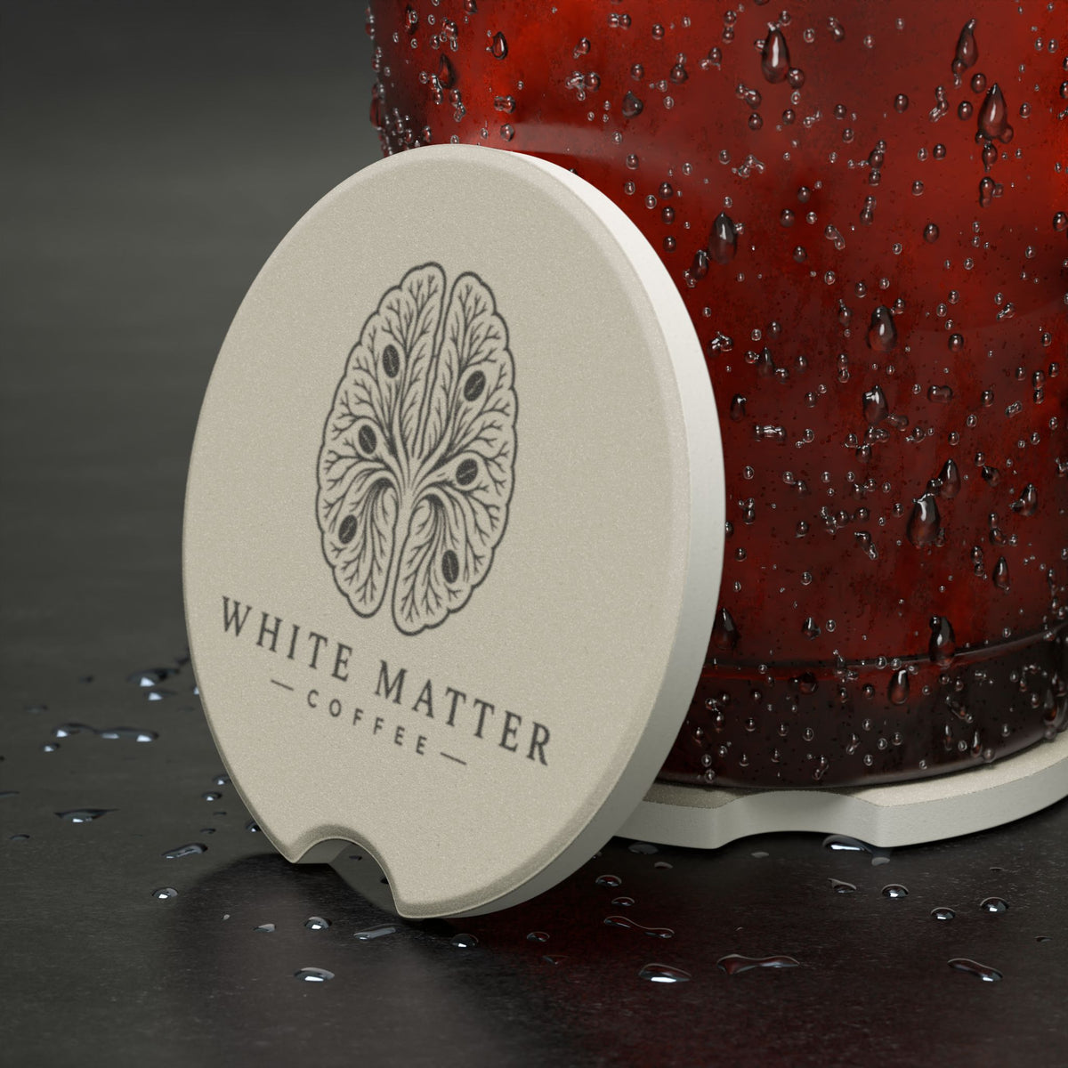 Soapstone Car Coaster – White Matter Coffee Logo