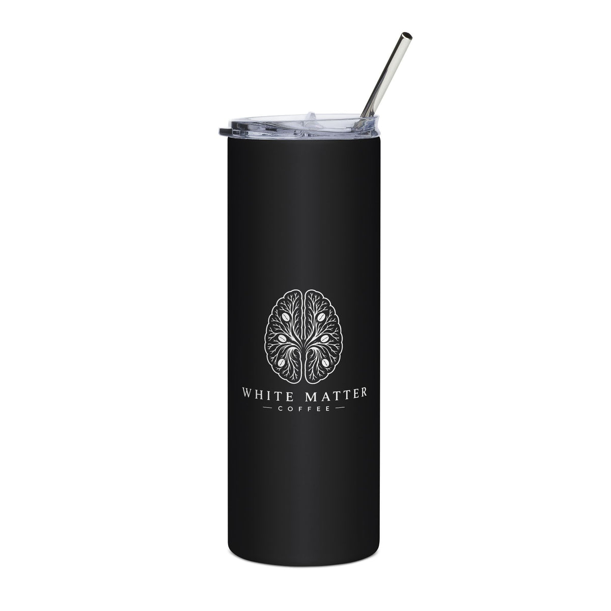 Black “White Matter” Brain Design, Insulated Travel Cup