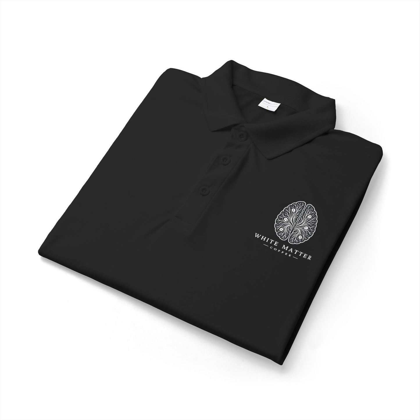 Embroidered White Performance Polo — Classic Club Crest