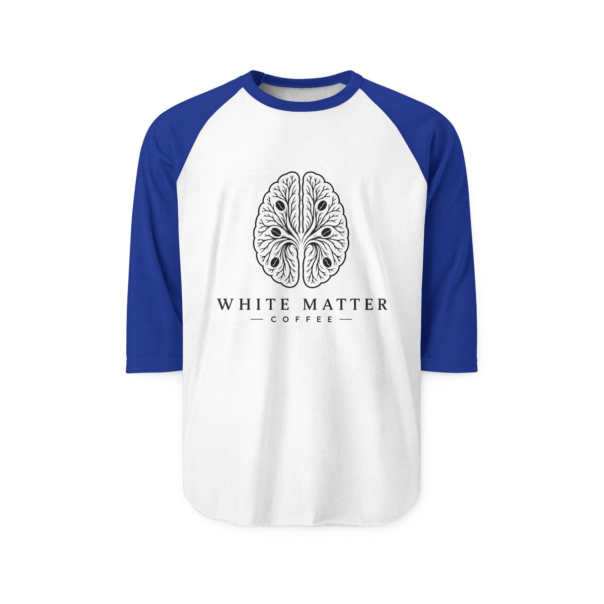 Raglan Shirt — White Matter Coffee Brain Logo 3/4 Sleeve