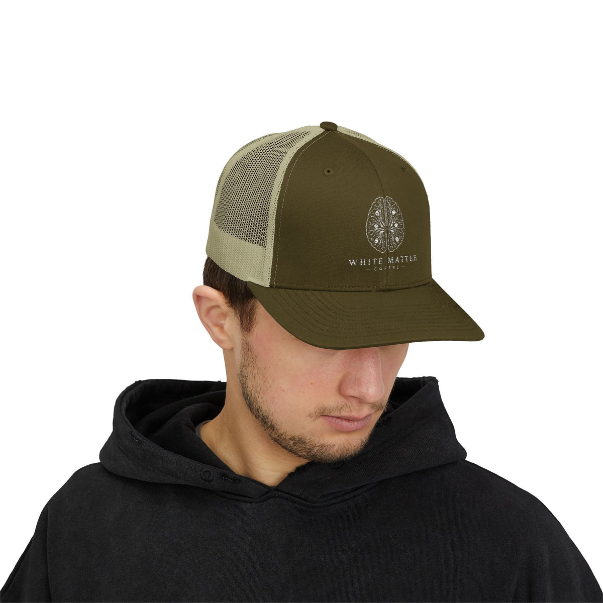 Trucker Hat — White Matter Brain Tree Logo Snapback Cap