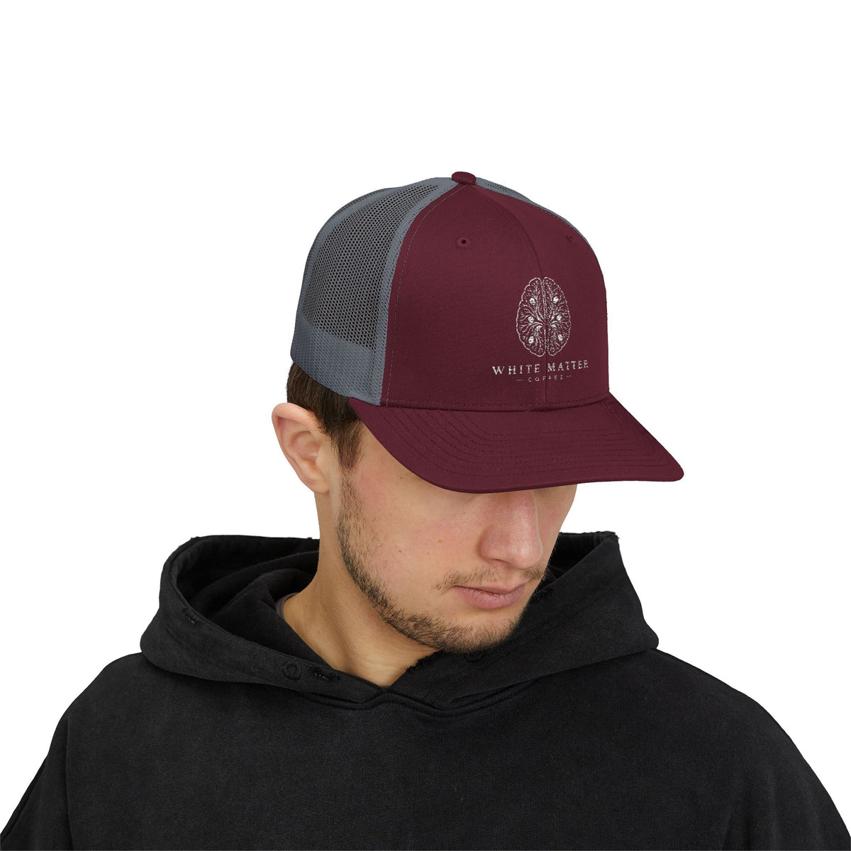 Trucker Hat — White Matter Brain Tree Logo Snapback Cap