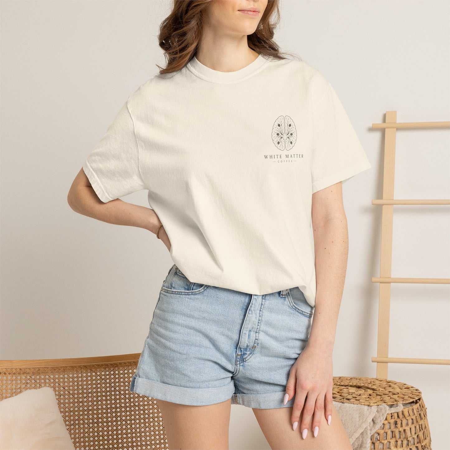 White Matter Coffee T‑Shirt — Synapses Before Sentences Tee