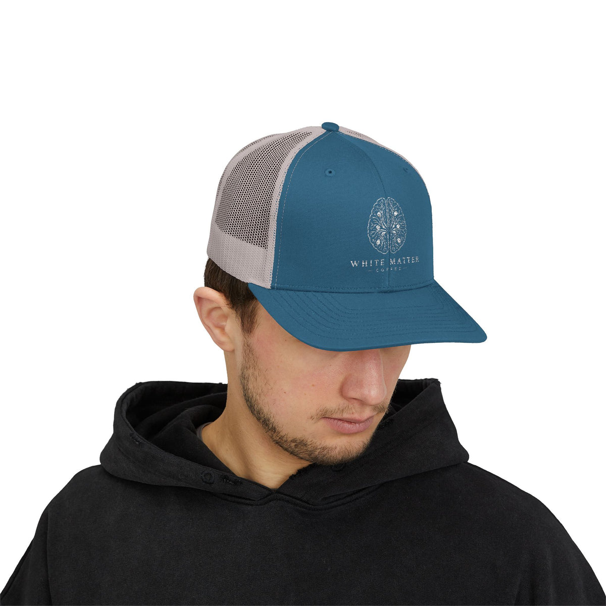 Trucker Hat — White Matter Brain Tree Logo Snapback Cap
