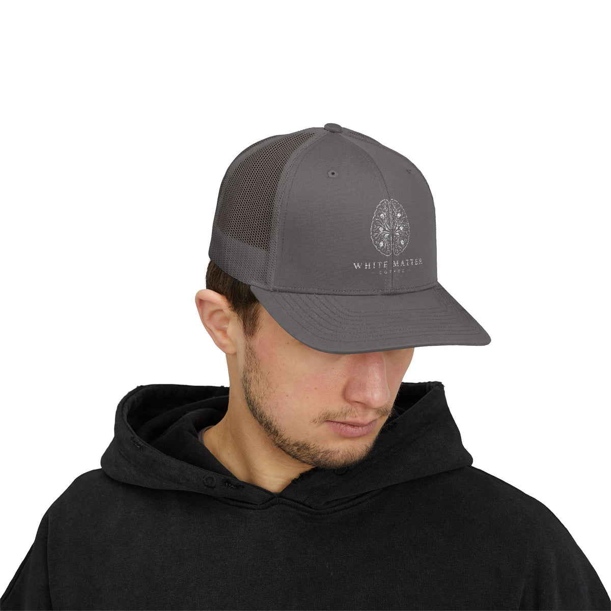 Trucker Hat — White Matter Brain Tree Logo Snapback Cap