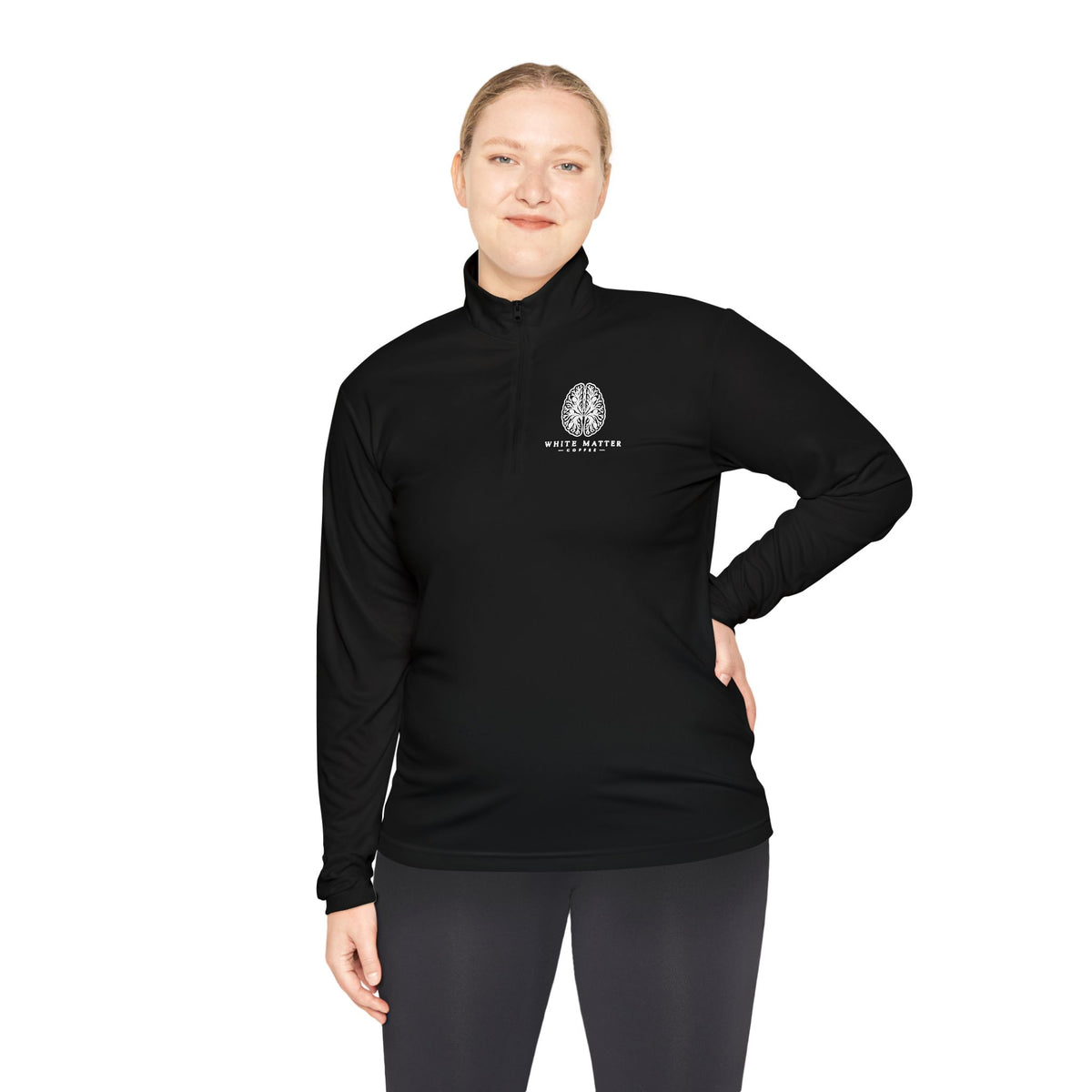 Quarter-Zip Pullover — Minimal White Tree Logo