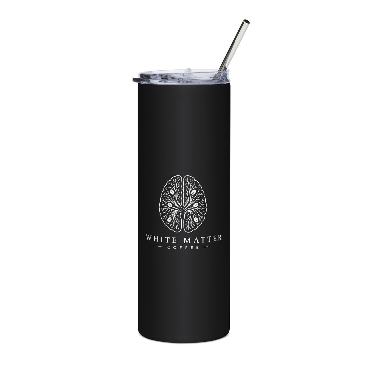 Black “White Matter” Brain Design, Insulated Travel Cup
