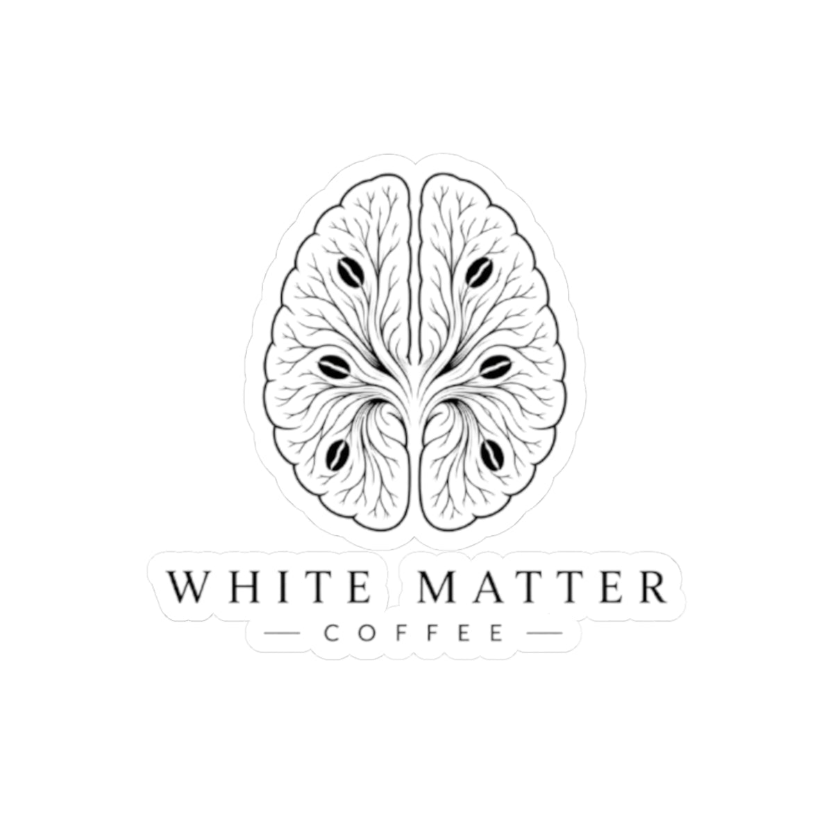 White Matter Coffee Logo Sticker — Kiss-Cut Laptop / Water Bottle Decal