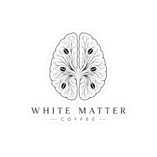 White Matter Coffee Logo Sticker — Kiss-Cut Laptop / Water Bottle Decal