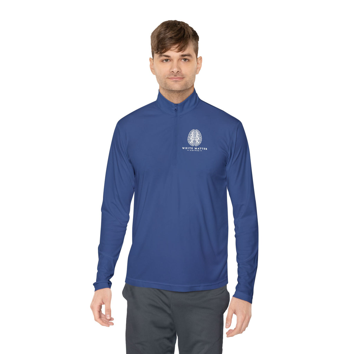 Quarter-Zip Pullover — Minimal White Tree Logo