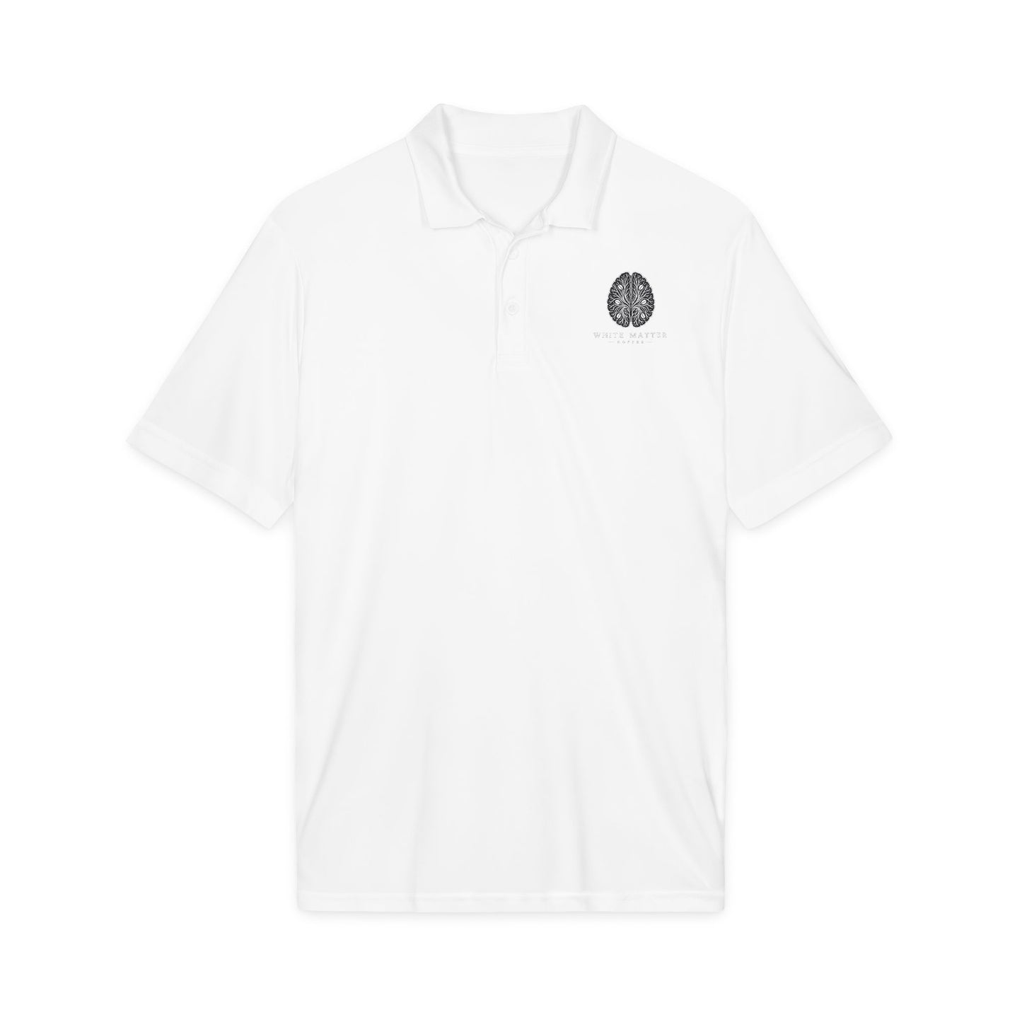 Embroidered White Performance Polo — Classic Club Crest