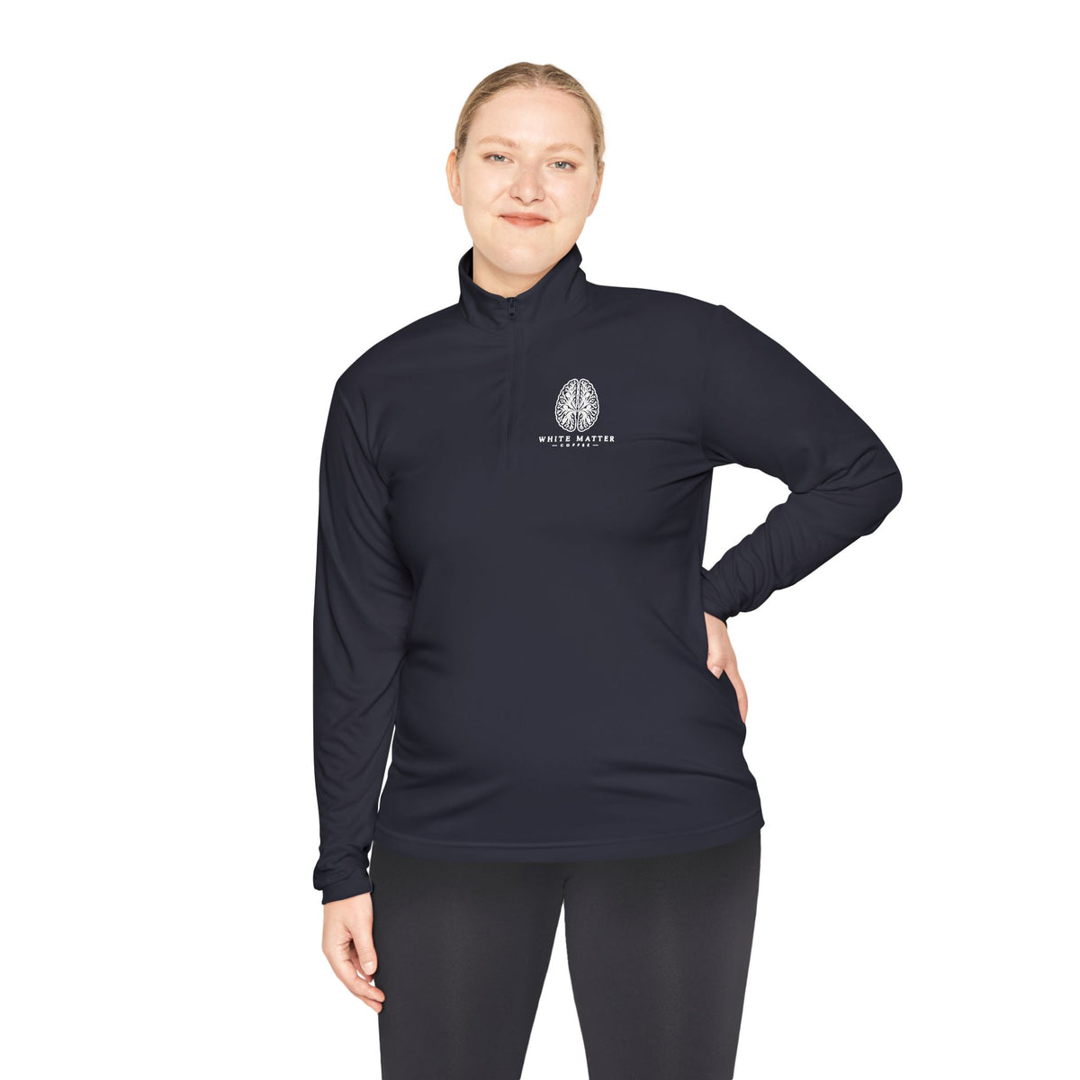 Quarter-Zip Pullover — Minimal White Tree Logo