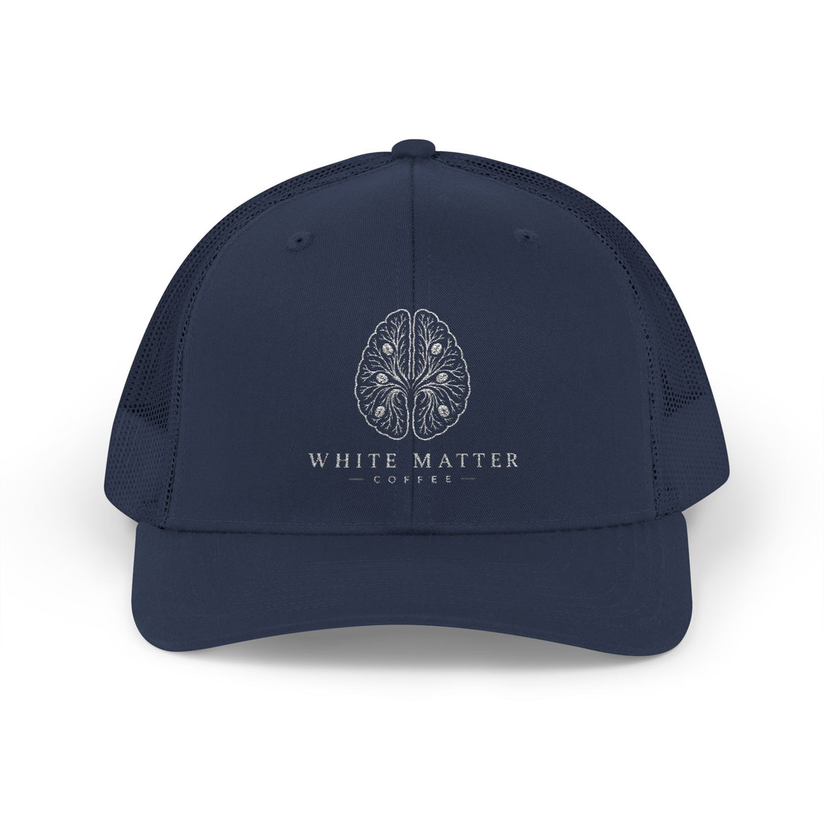 Trucker Hat — White Matter Brain Tree Logo Snapback Cap