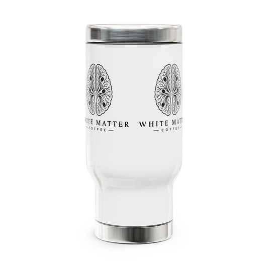 White Matter Coffee 14oz Stainless Steel Travel Mug with Handle