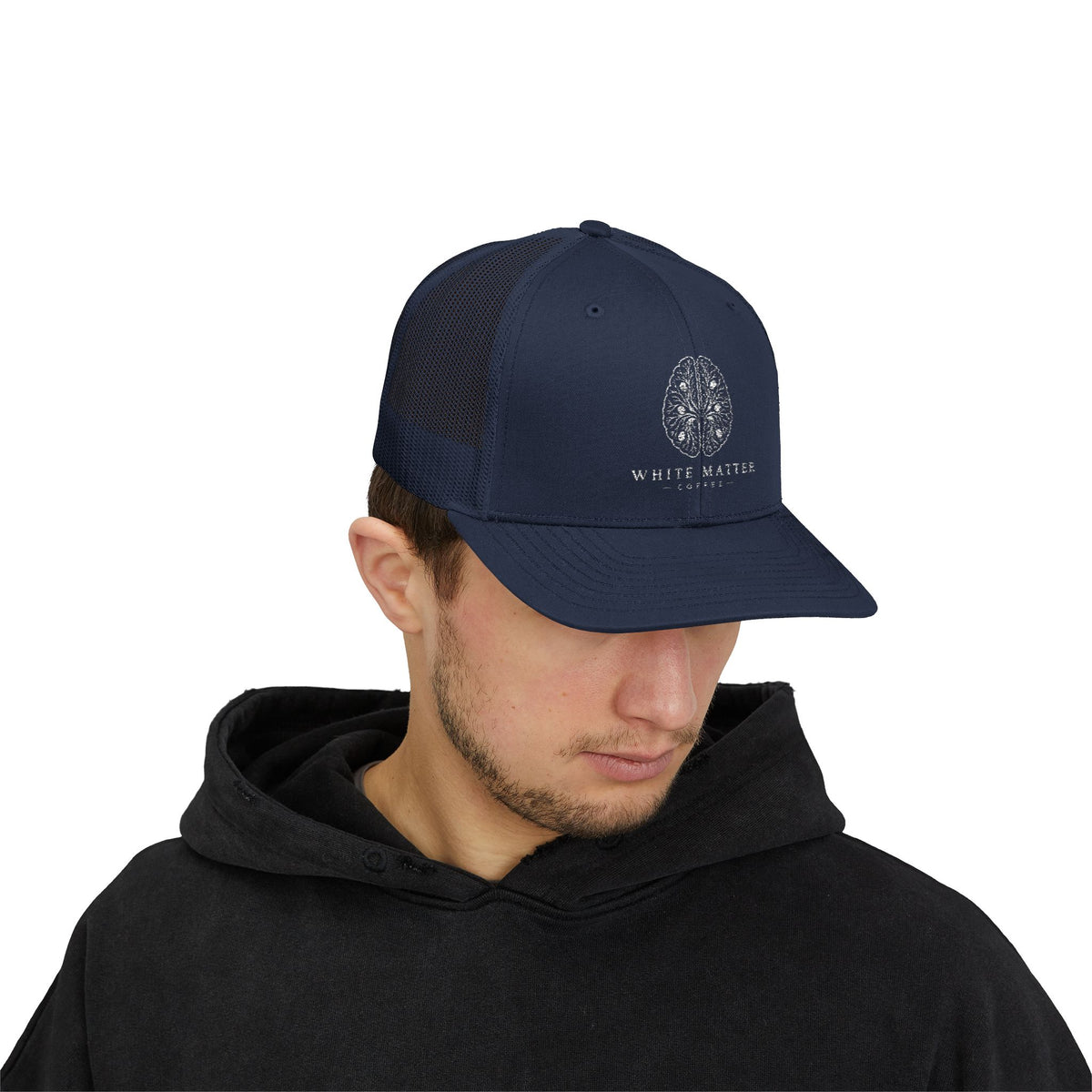 Trucker Hat — White Matter Brain Tree Logo Snapback Cap