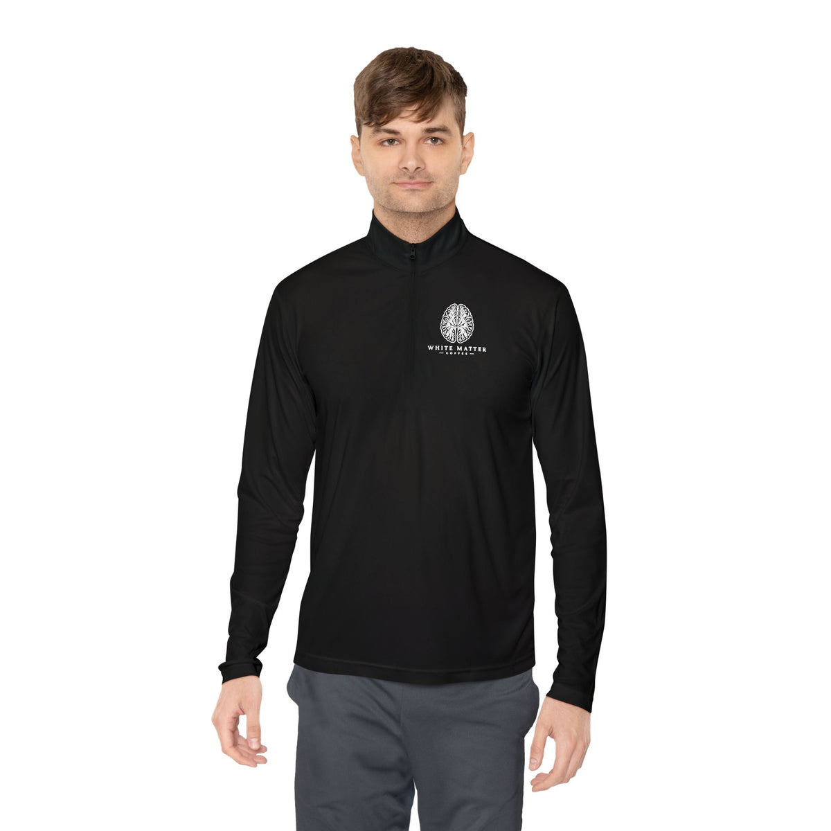 Quarter-Zip Pullover — Minimal White Tree Logo