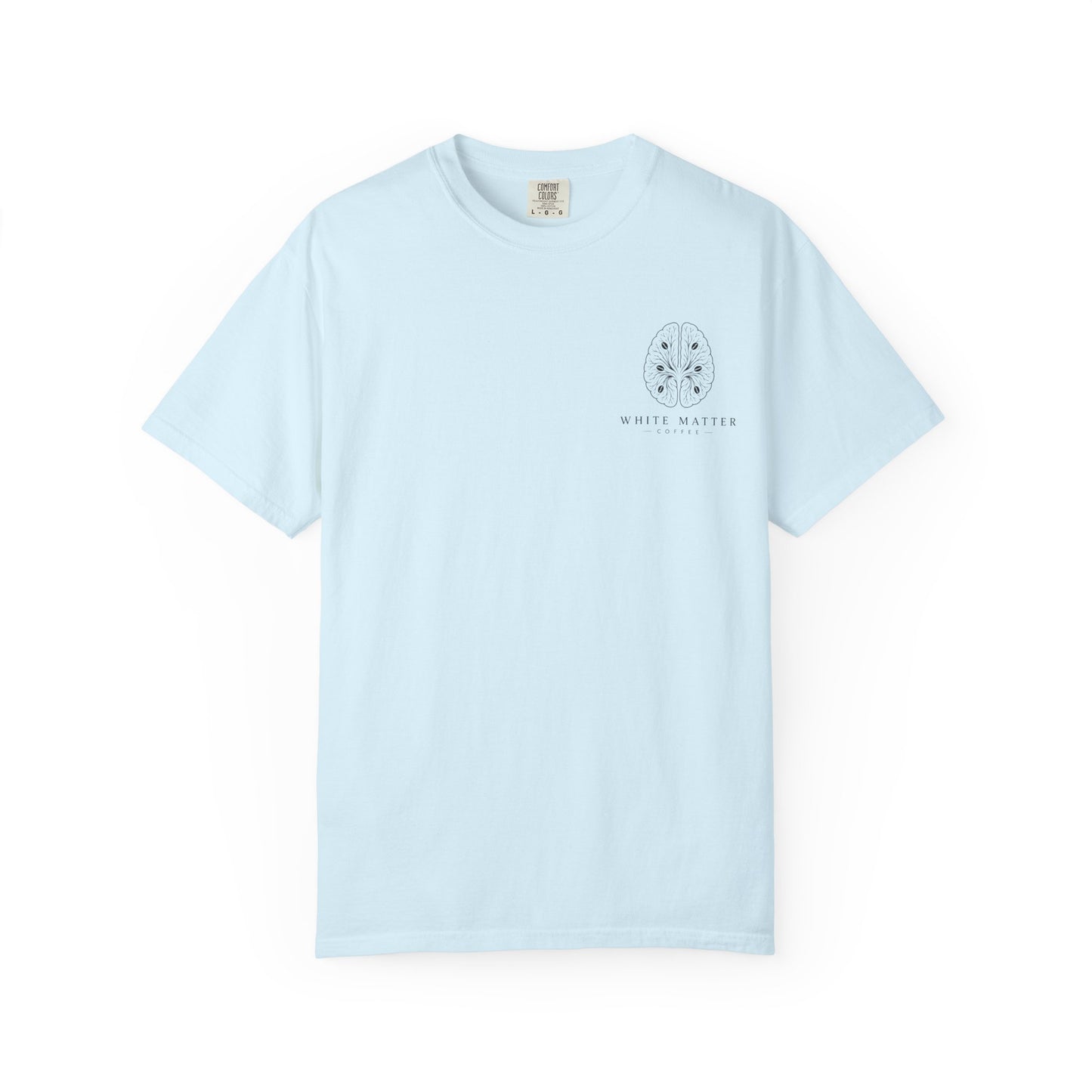 White Matter Coffee T‑Shirt — Synapses Before Sentences Tee