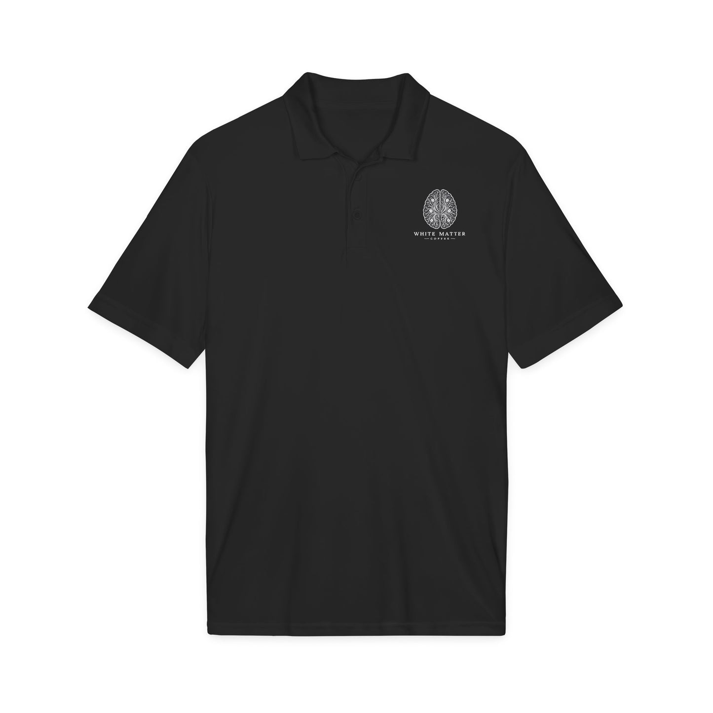Embroidered White Performance Polo — Classic Club Crest