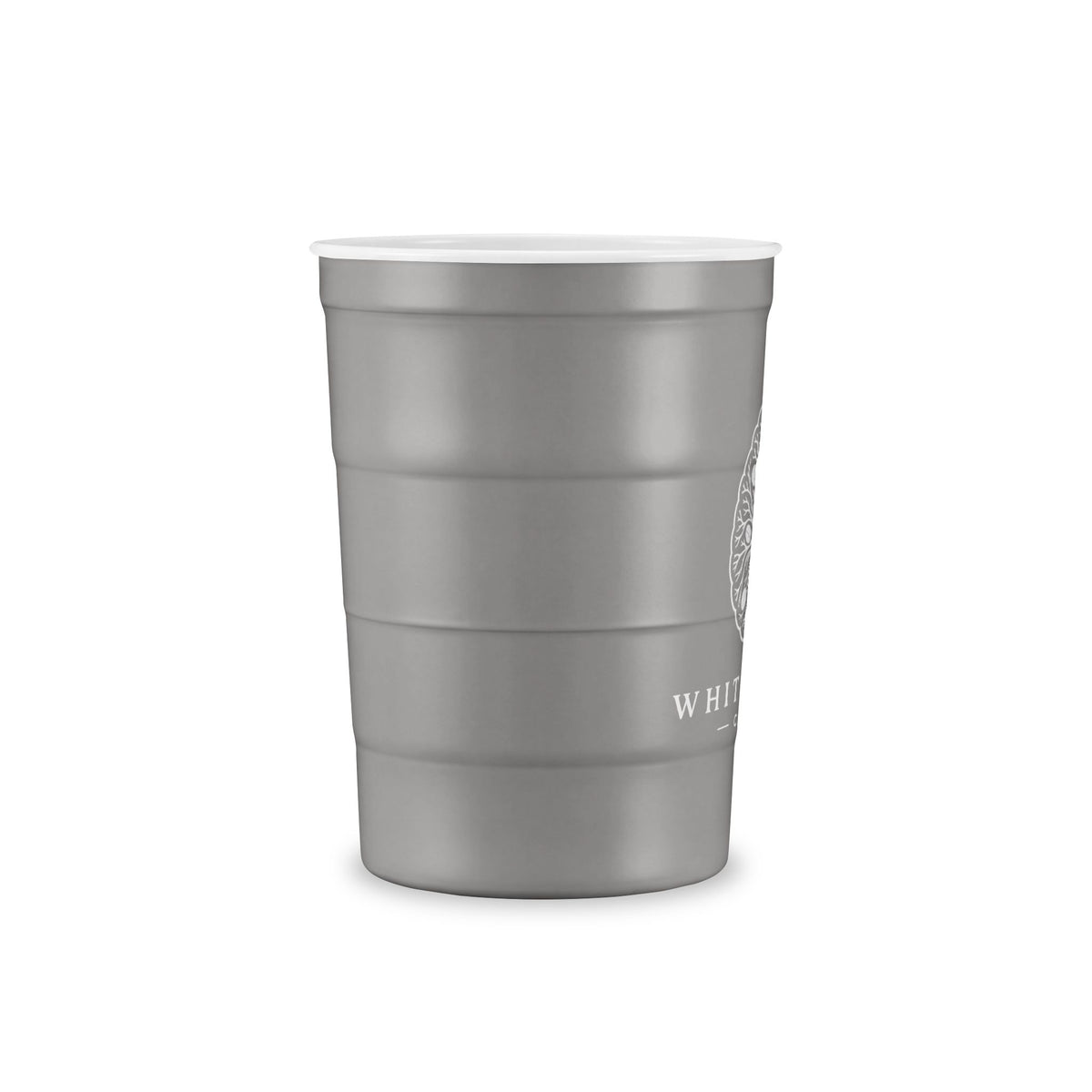 Steel Party Cup — Reusable Red Steel Cup with White Matter Coffee Logo