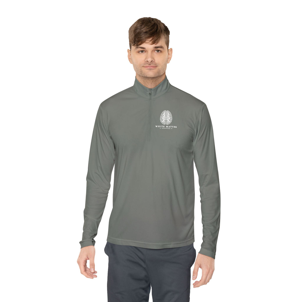 Quarter-Zip Pullover — Minimal White Tree Logo