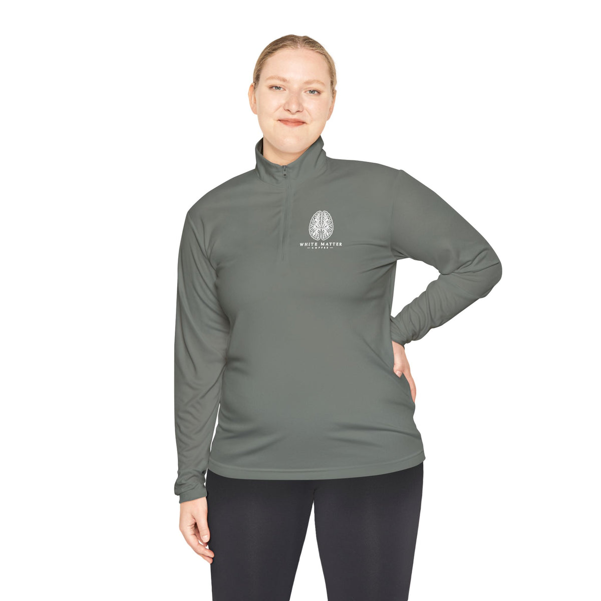 Quarter-Zip Pullover — Minimal White Tree Logo