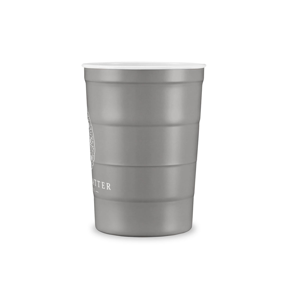 Steel Party Cup — Reusable Red Steel Cup with White Matter Coffee Logo