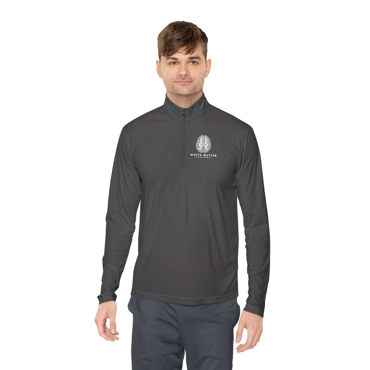 Quarter-Zip Pullover — Minimal White Tree Logo