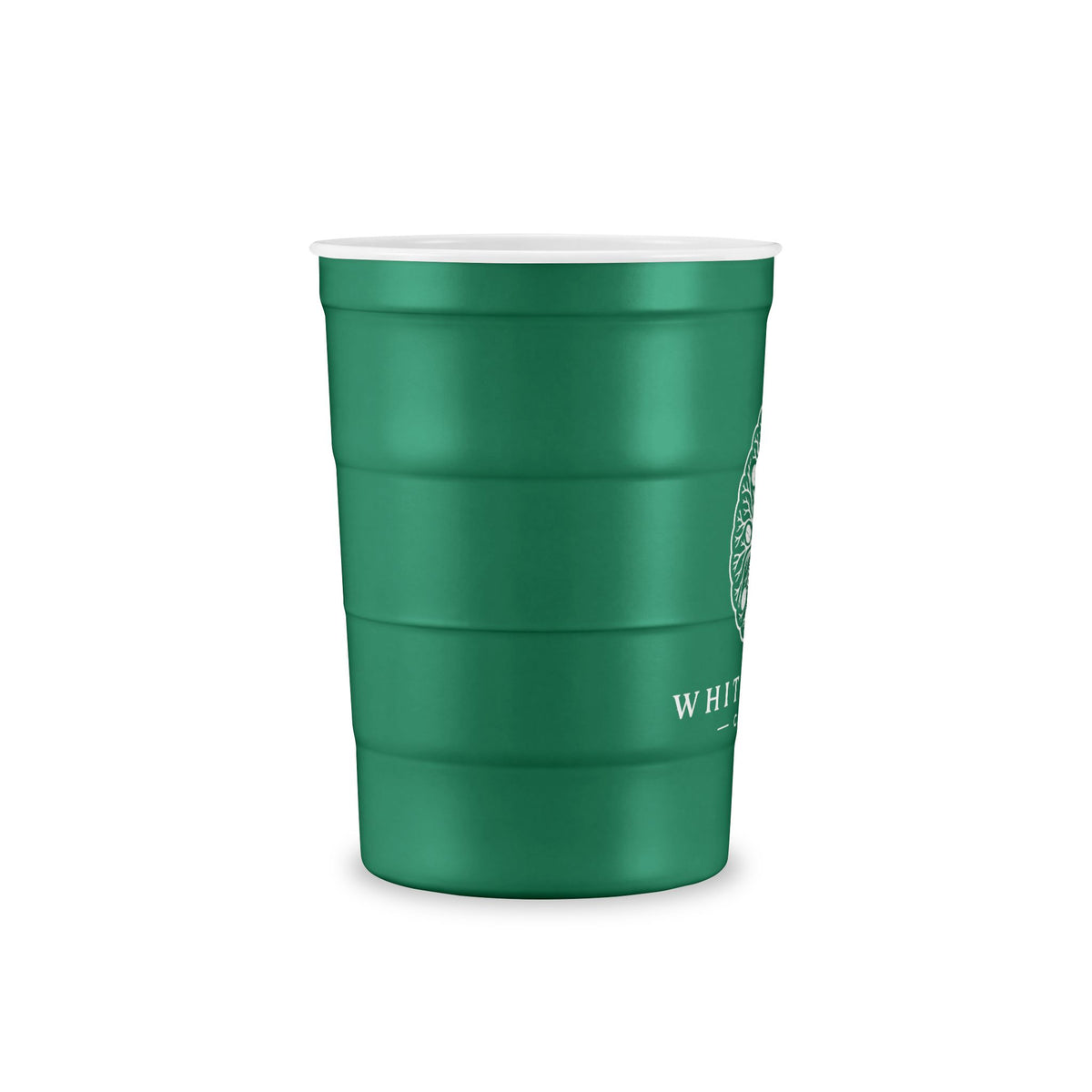 Steel Party Cup — Reusable Red Steel Cup with White Matter Coffee Logo