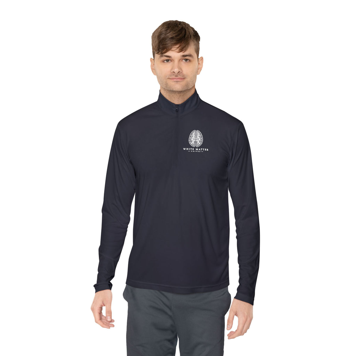 Quarter-Zip Pullover — Minimal White Tree Logo