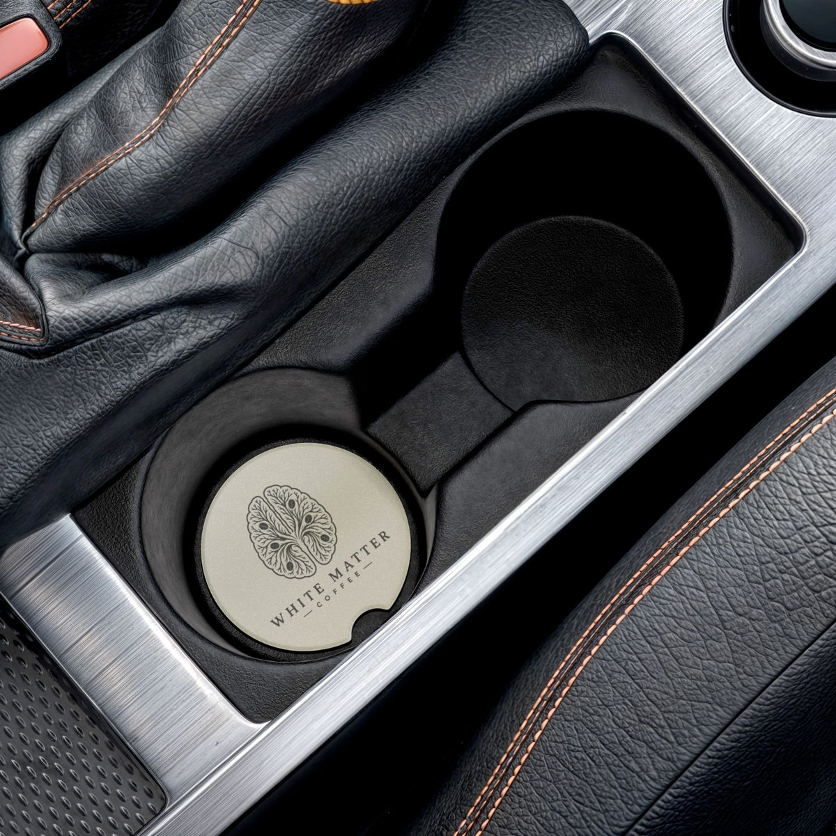 Soapstone Car Coaster – White Matter Coffee Logo