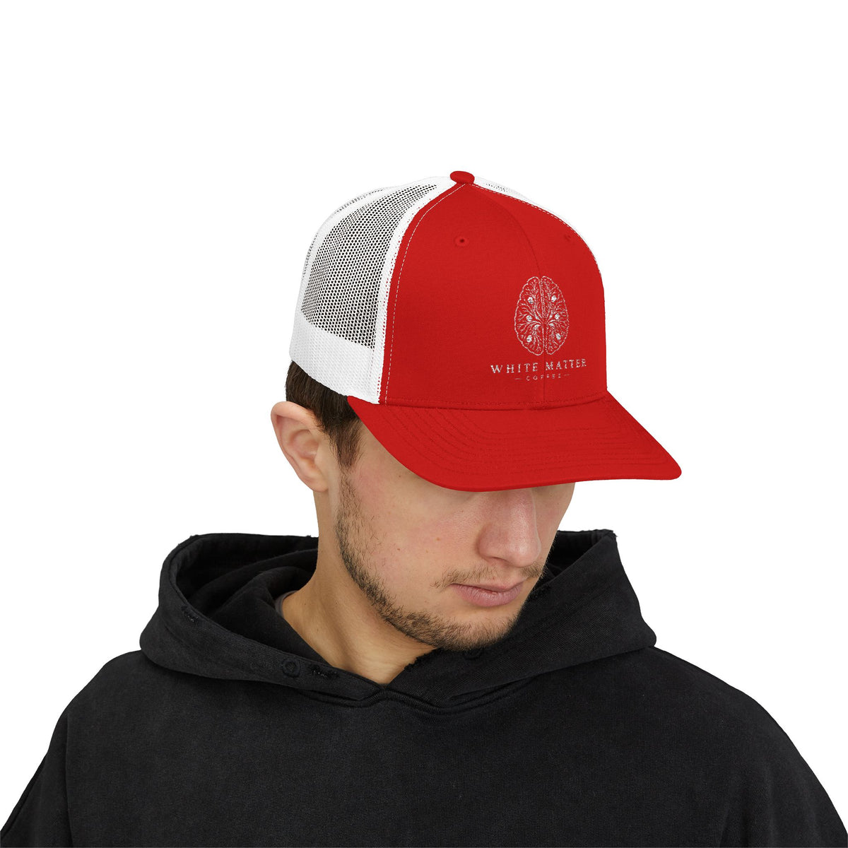 Trucker Hat — White Matter Brain Tree Logo Snapback Cap