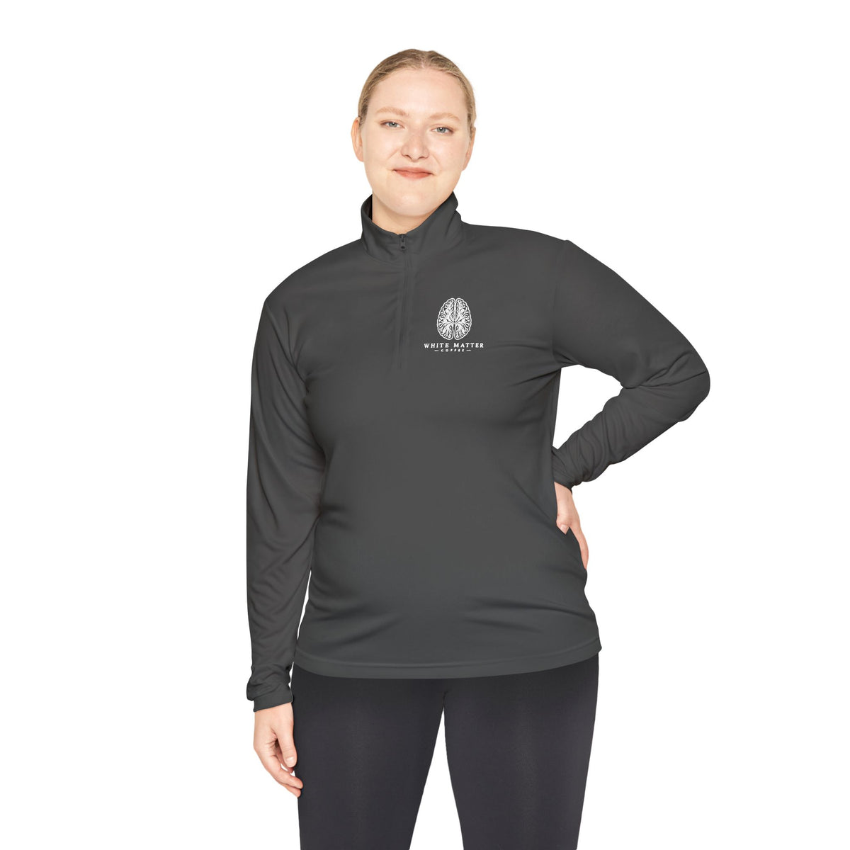 Quarter-Zip Pullover — Minimal White Tree Logo