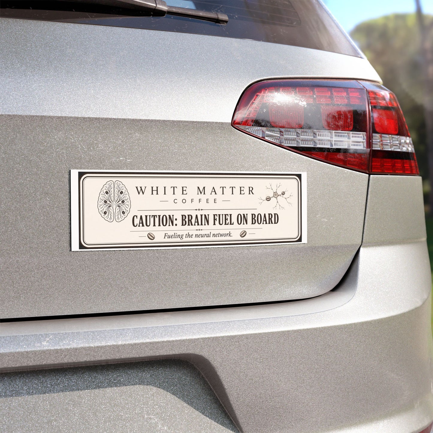 Car Magnet — "White Matter Coffee: Caution: Brain Fuel on Board"