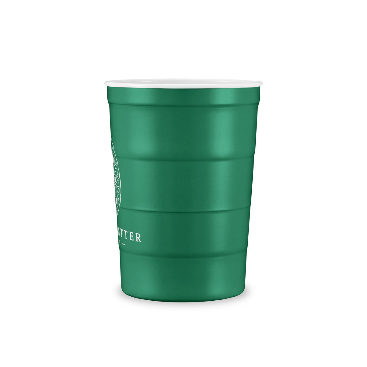 Steel Party Cup — Reusable Red Steel Cup with White Matter Coffee Logo