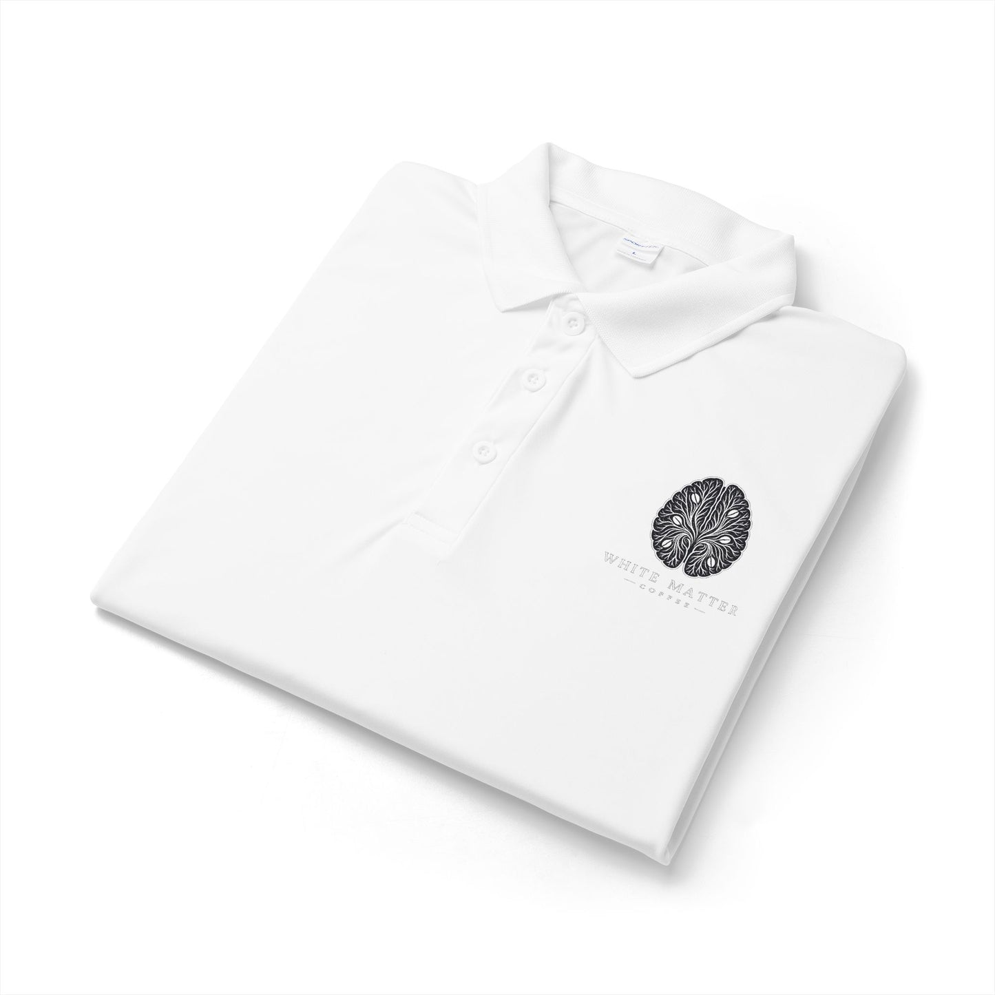 Embroidered White Performance Polo — Classic Club Crest